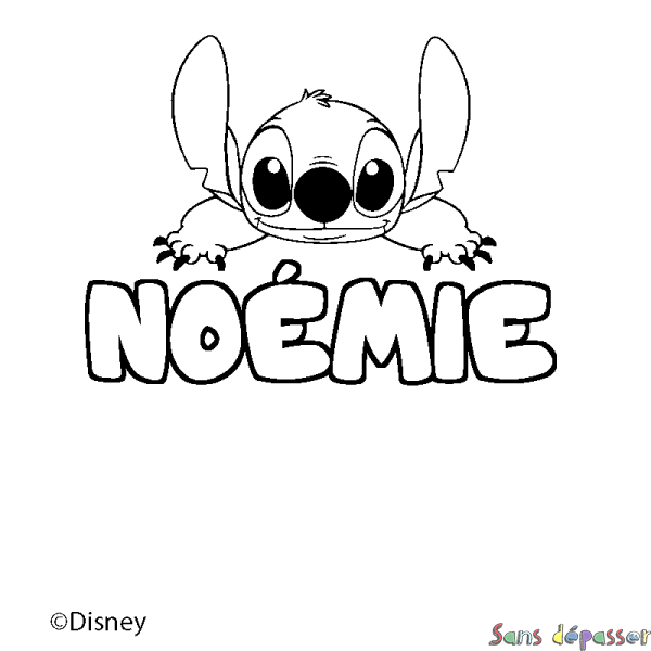 Coloriage pr&eacute;nom NO&Eacute;MIE - d&eacute;cor Stitch
