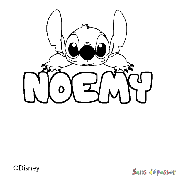 Coloriage pr&eacute;nom NOEMY - d&eacute;cor Stitch