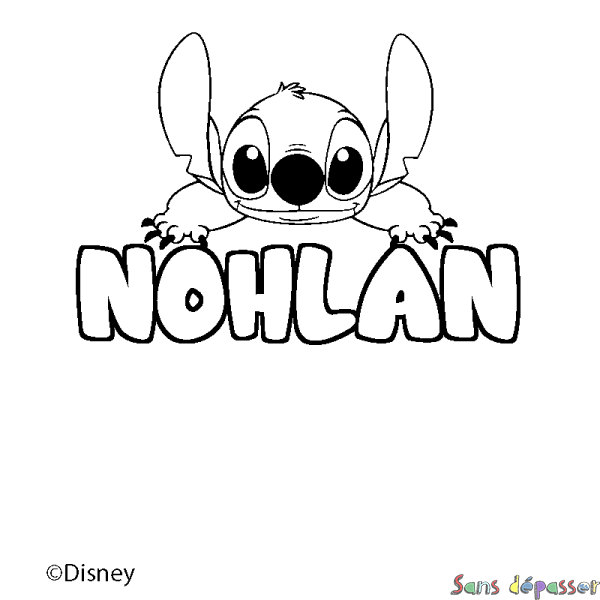 Coloriage pr&eacute;nom NOHLAN - d&eacute;cor Stitch