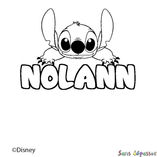 Coloriage pr&eacute;nom NOLANN - d&eacute;cor Stitch