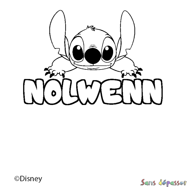 Coloriage pr&eacute;nom NOLWENN - d&eacute;cor Stitch