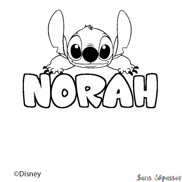 Coloriage pr&eacute;nom NORAH - d&eacute;cor Stitch
