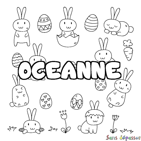 Coloriage prénom OCEANNE - d&eacute;cor Paques