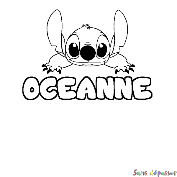 Coloriage prénom OCEANNE - d&eacute;cor Stitch