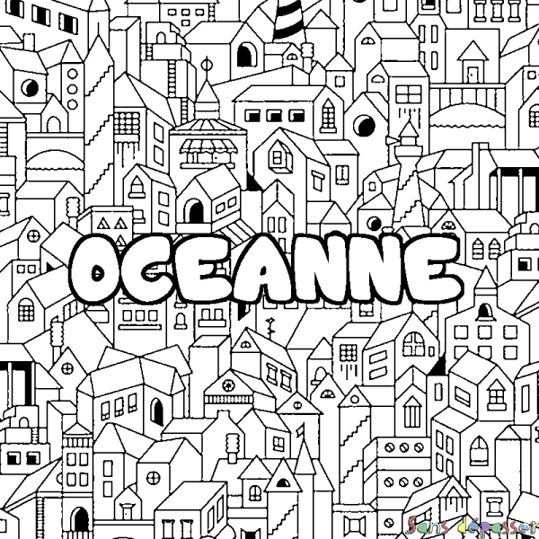 Coloriage prénom OCEANNE - d&eacute;cor Ville