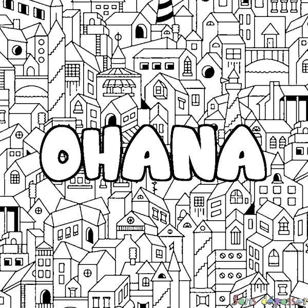 Coloriage prénom OHANA - d&eacute;cor Ville