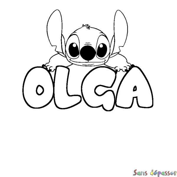 Coloriage prénom OLGA - d&eacute;cor Stitch