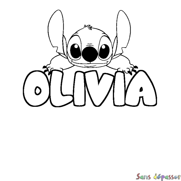 Coloriage prénom OLIVIA - d&eacute;cor Stitch