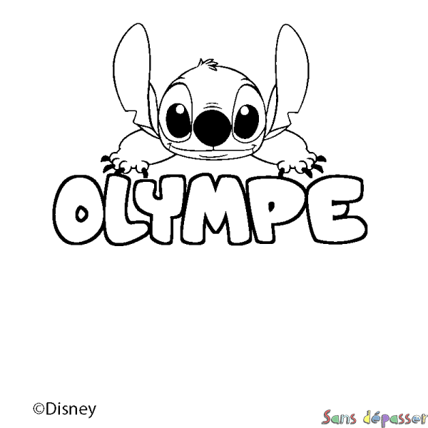 Coloriage pr&eacute;nom OLYMPE - d&eacute;cor Stitch