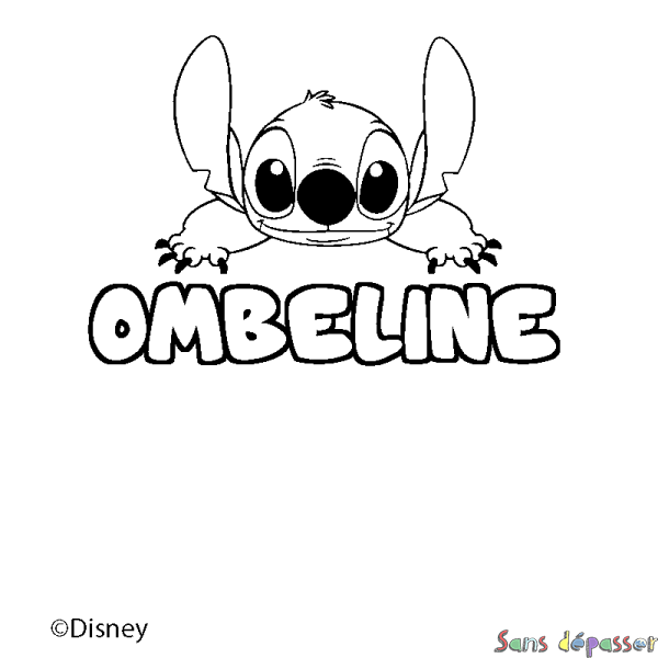 Coloriage pr&eacute;nom OMBELINE - d&eacute;cor Stitch