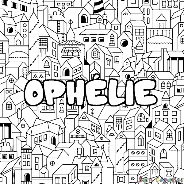 Coloriage prénom OPH&Eacute;LIE - d&eacute;cor Ville
