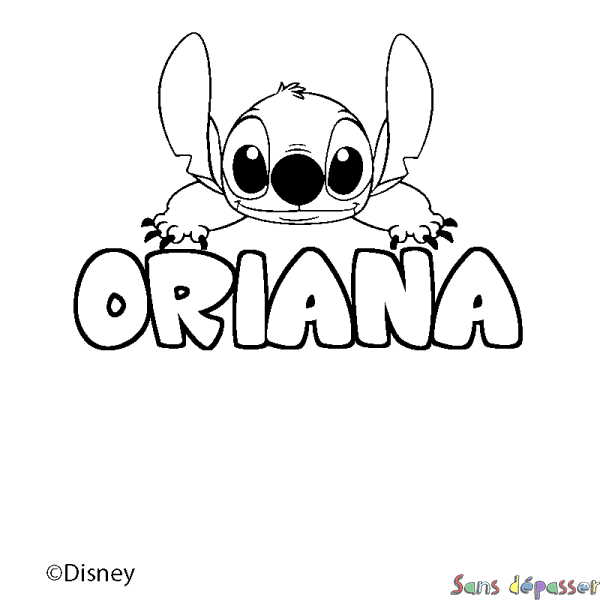 Coloriage pr&eacute;nom ORIANA - d&eacute;cor Stitch