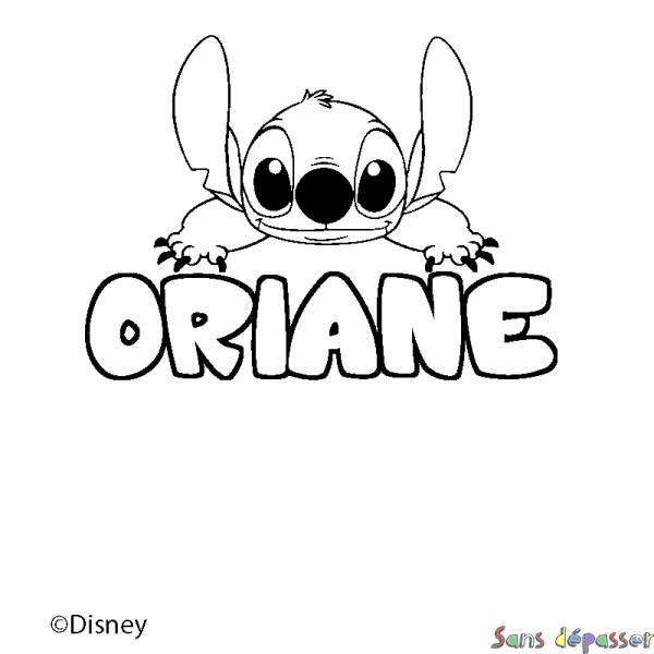 Coloriage pr&eacute;nom ORIANE - d&eacute;cor Stitch