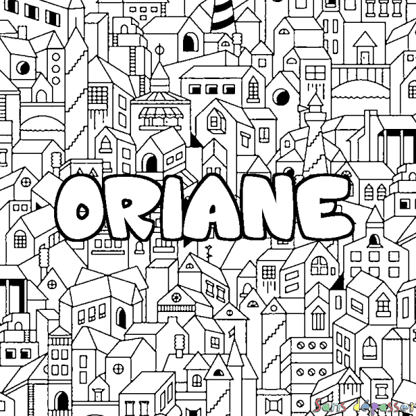 Coloriage prénom ORIANE - d&eacute;cor Ville
