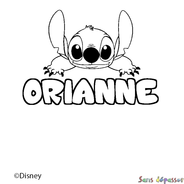 Coloriage pr&eacute;nom ORIANNE - d&eacute;cor Stitch