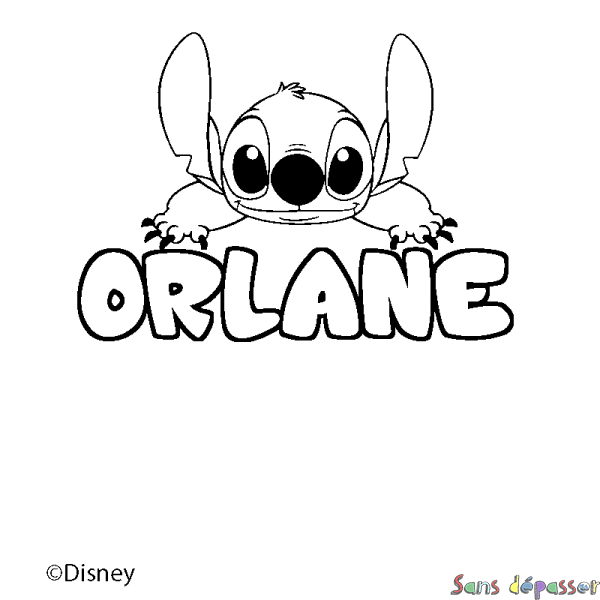 Coloriage pr&eacute;nom ORLANE - d&eacute;cor Stitch