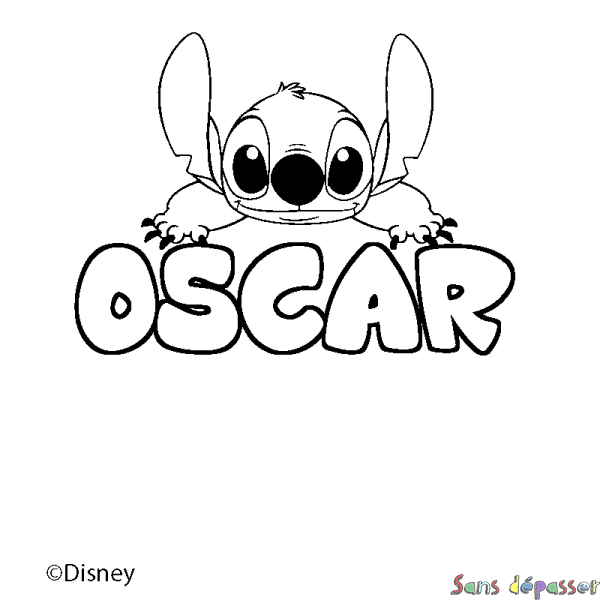 Coloriage pr&eacute;nom OSCAR - d&eacute;cor Stitch