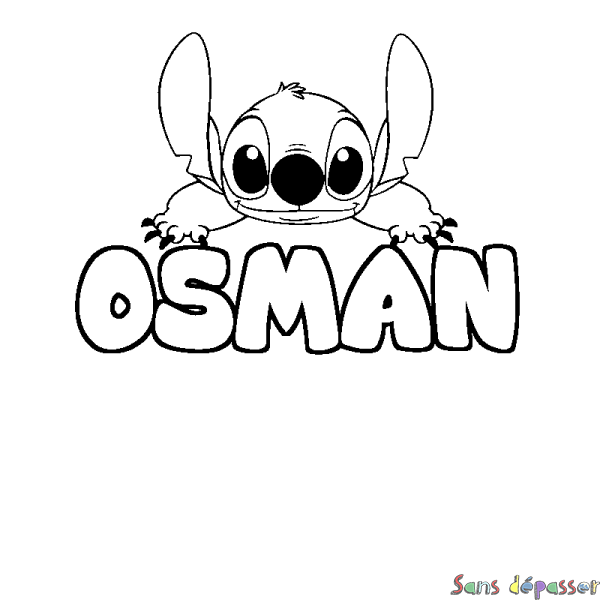 Coloriage prénom OSMAN - d&eacute;cor Stitch
