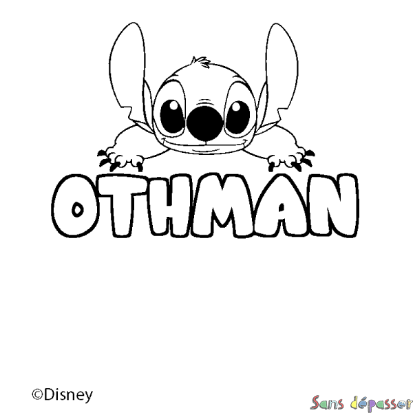 Coloriage pr&eacute;nom OTHMAN - d&eacute;cor Stitch