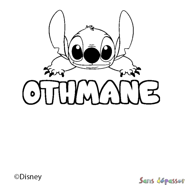 Coloriage pr&eacute;nom OTHMANE - d&eacute;cor Stitch