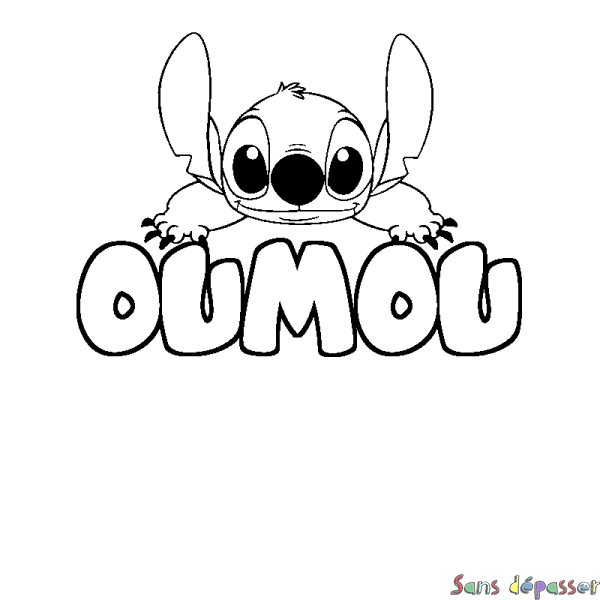 Coloriage prénom OUMOU - d&eacute;cor Stitch