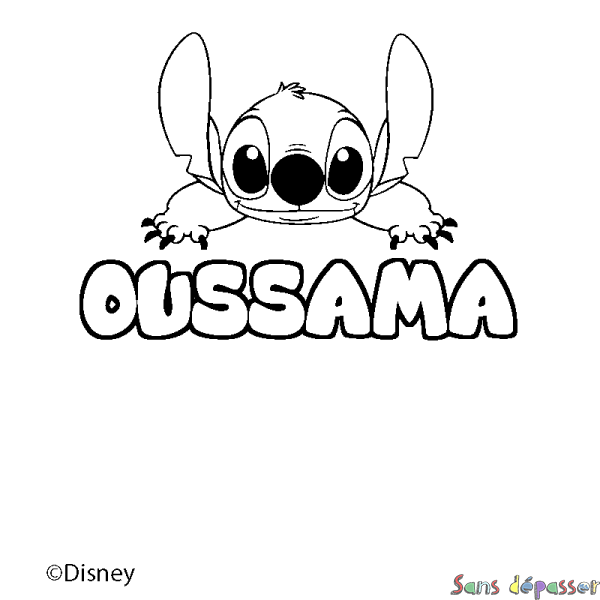 Coloriage pr&eacute;nom OUSSAMA - d&eacute;cor Stitch