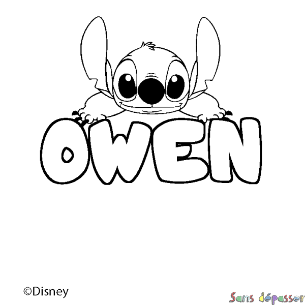 Coloriage pr&eacute;nom OWEN - d&eacute;cor Stitch
