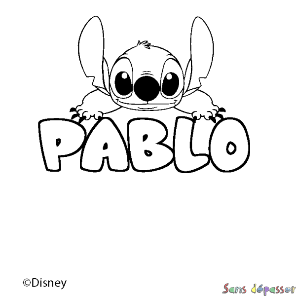 Coloriage pr&eacute;nom PABLO - d&eacute;cor Stitch