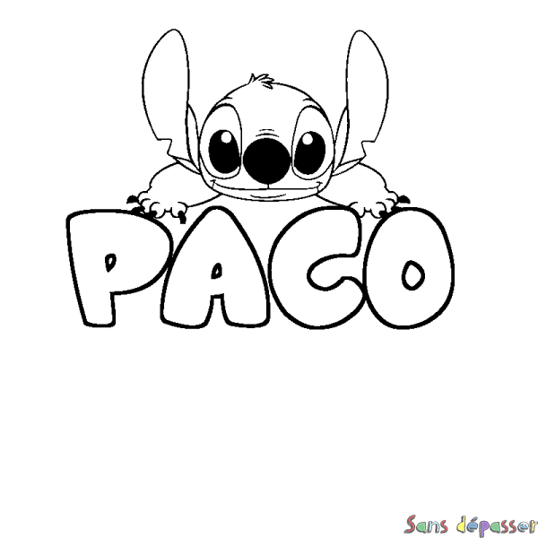 Coloriage prénom PACO - d&eacute;cor Stitch