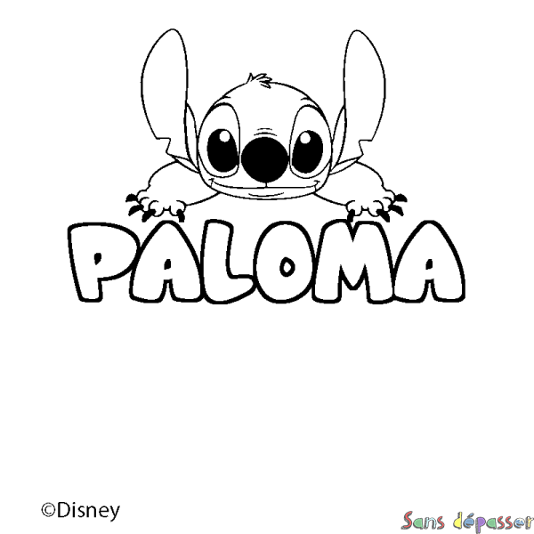 Coloriage pr&eacute;nom PALOMA - d&eacute;cor Stitch
