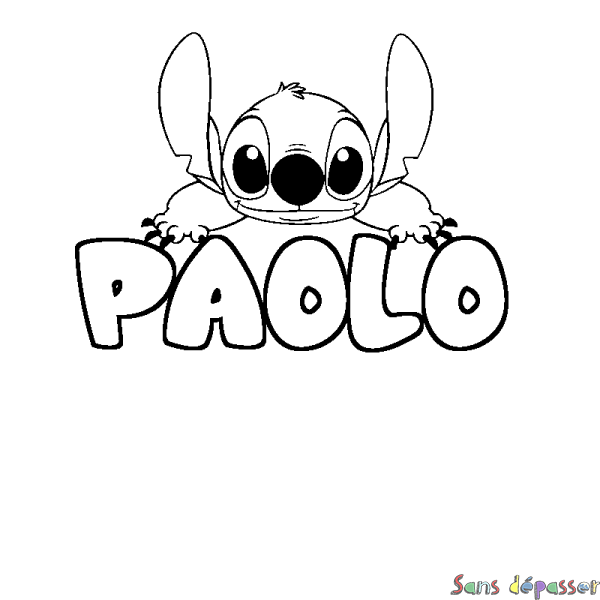 Coloriage prénom PAOLO - d&eacute;cor Stitch