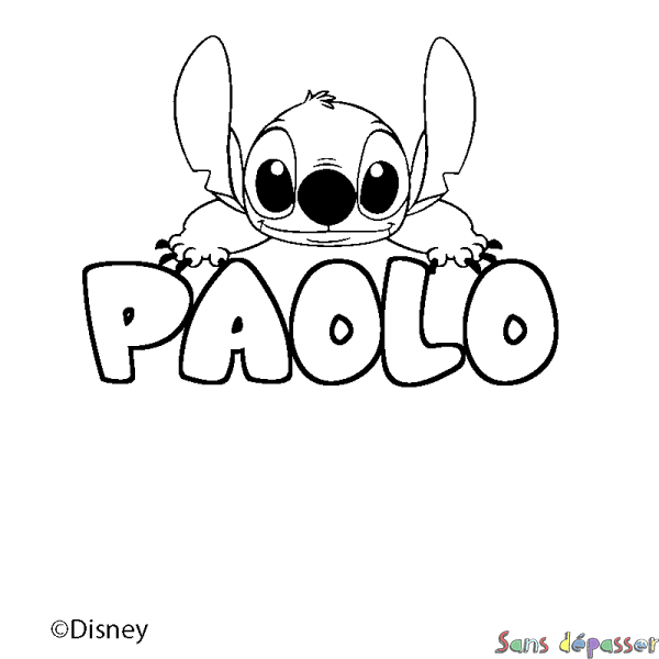 Coloriage pr&eacute;nom PAOLO - d&eacute;cor Stitch