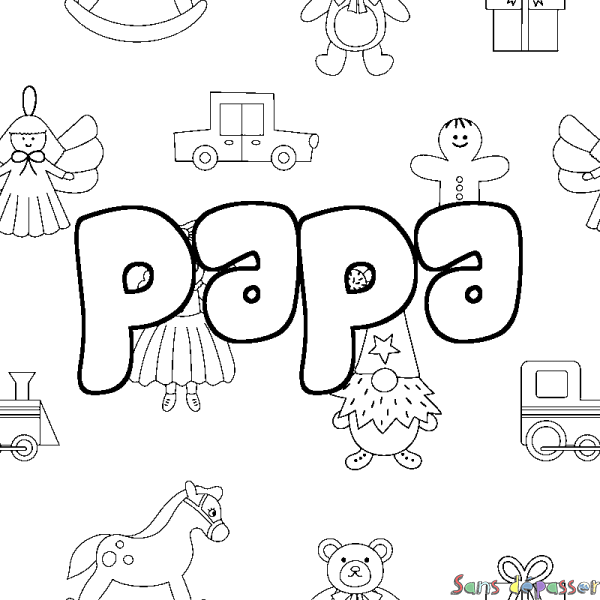 Coloriage pr&eacute;nom papa - d&eacute;cor Jouets