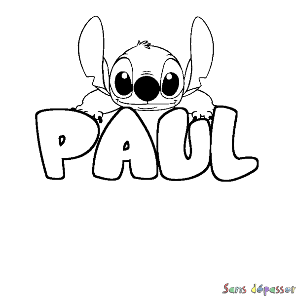 Coloriage prénom PAUL - d&eacute;cor Stitch