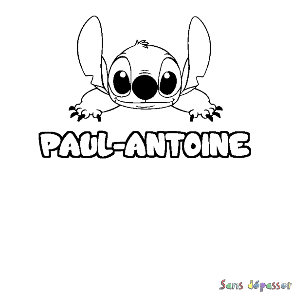 Coloriage prénom PAUL-ANTOINE - d&eacute;cor Stitch