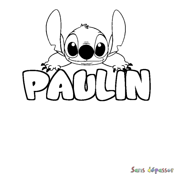 Coloriage prénom PAULIN - d&eacute;cor Stitch