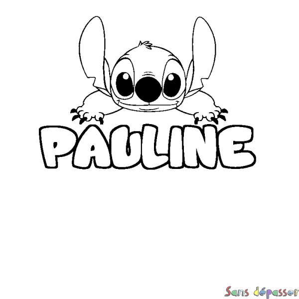 Coloriage prénom PAULINE - d&eacute;cor Stitch