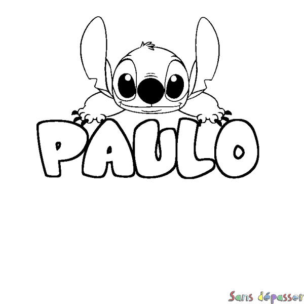 Coloriage prénom PAULO - d&eacute;cor Stitch
