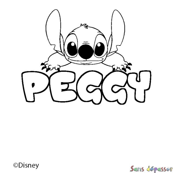 Coloriage pr&eacute;nom PEGGY - d&eacute;cor Stitch