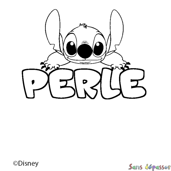 Coloriage pr&eacute;nom PERLE - d&eacute;cor Stitch