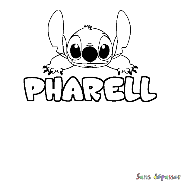 Coloriage prénom PHARELL - d&eacute;cor Stitch