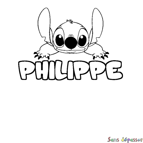 Coloriage prénom PHILIPPE - d&eacute;cor Stitch