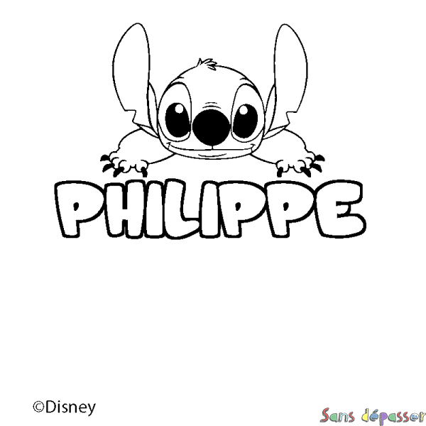 Coloriage pr&eacute;nom PHILIPPE - d&eacute;cor Stitch