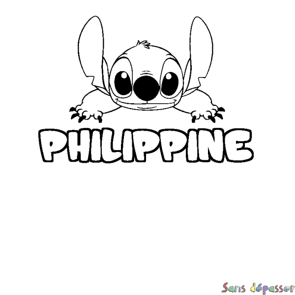 Coloriage prénom PHILIPPINE - d&eacute;cor Stitch