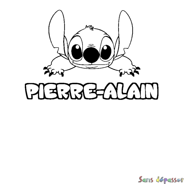 Coloriage prénom PIERRE-ALAIN - d&eacute;cor Stitch