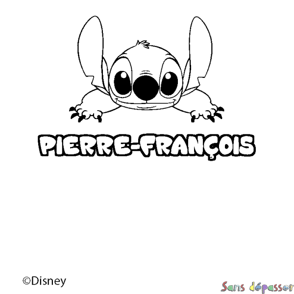 Coloriage pr&eacute;nom PIERRE-FRAN&Ccedil;OIS - d&eacute;cor Stitch