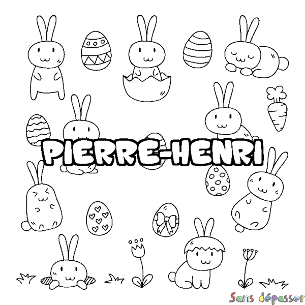 Coloriage pr&eacute;nom PIERRE-HENRI - d&eacute;cor Paques