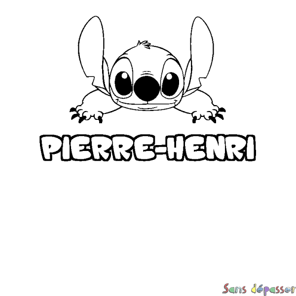 Coloriage prénom PIERRE-HENRI - d&eacute;cor Stitch