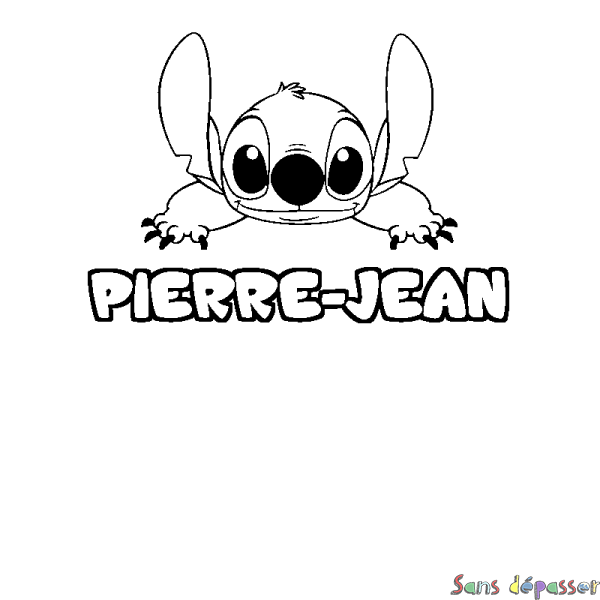 Coloriage prénom PIERRE-JEAN - d&eacute;cor Stitch
