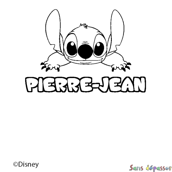 Coloriage pr&eacute;nom PIERRE-JEAN - d&eacute;cor Stitch
